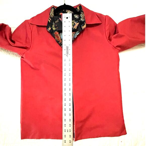 Reversible Satin Blazer - Women’s Est. M Oriental Floral Print & Solid Red - EUC - Picture 6 of 8